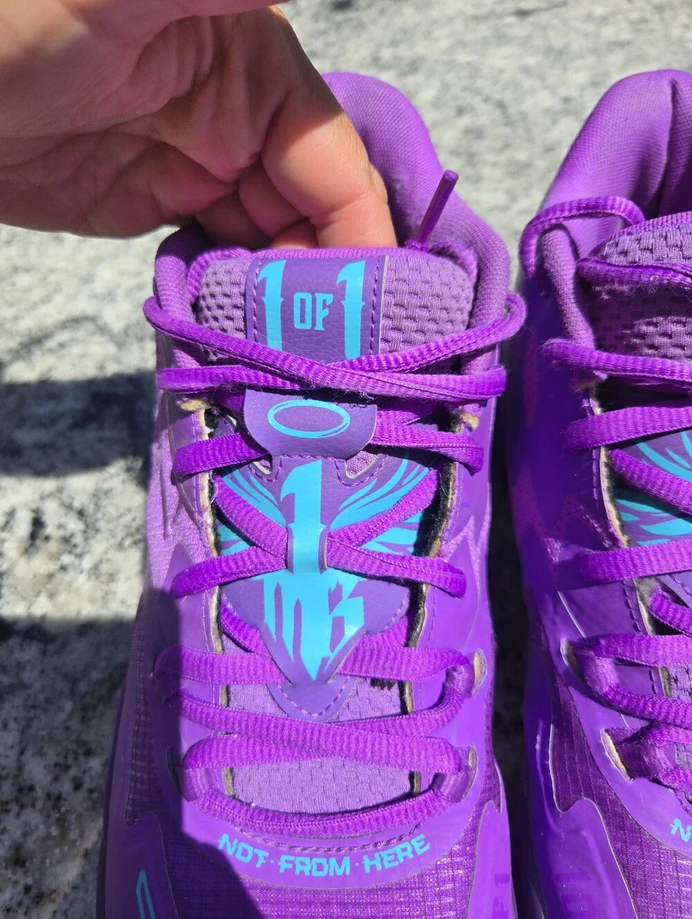 Puma Purple Lamelo Ball Athletic Shoes with Teal Accents